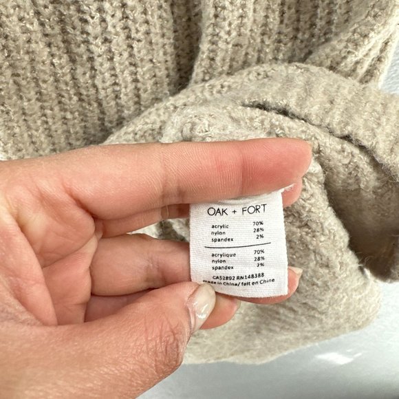 Oak + Fort Womens Sweater Dress Small Beige Tunic High Neck Casual Relaxed Fit - Picture 10 of 16